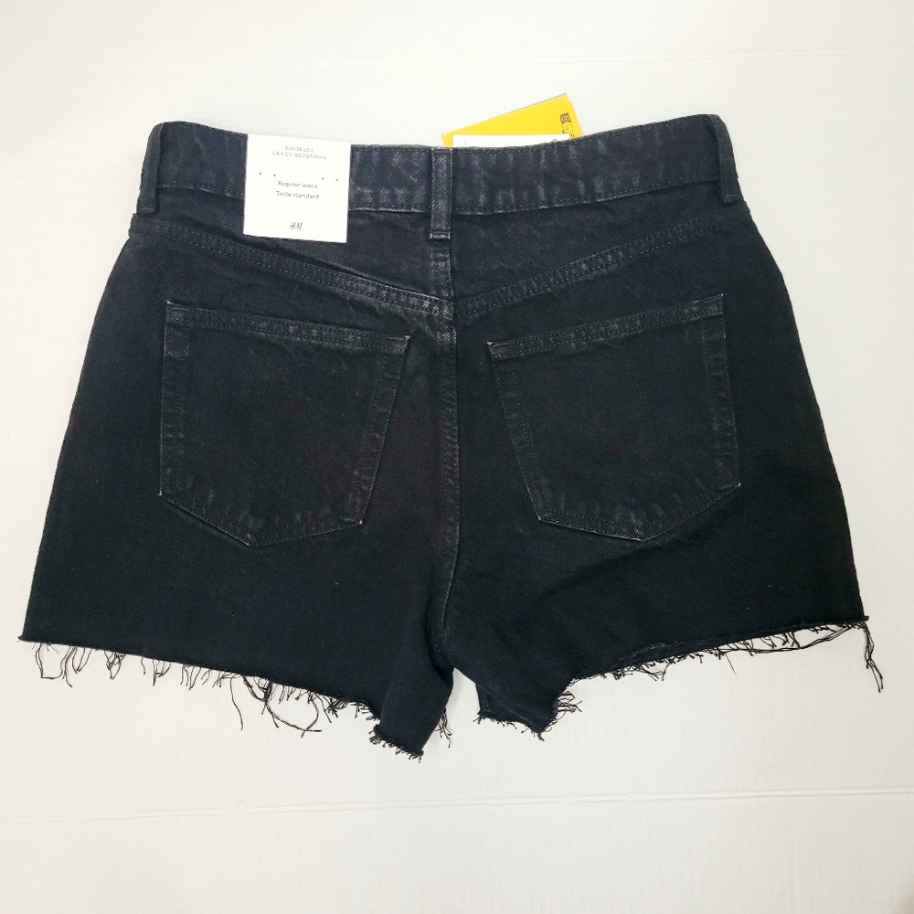 H&M Denim Shorts Women's Black Size 6 Raw Hem Cut Off Festival Rodeo Cowgirl Sun
